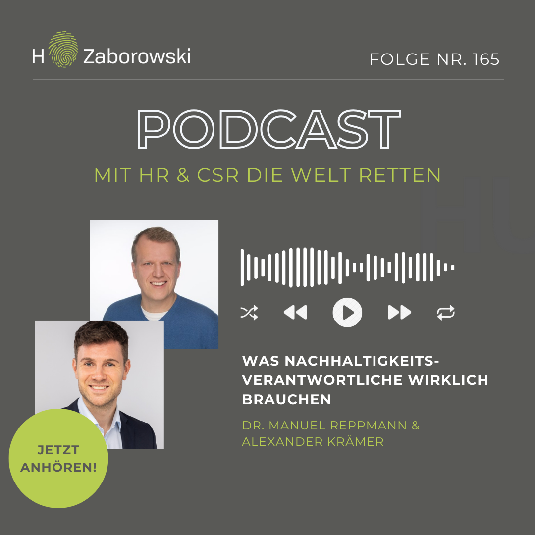 Was Nachhaltigkeitsverantwortliche wirklich brauchen. Podcast Nr. 165 HZaborowski.